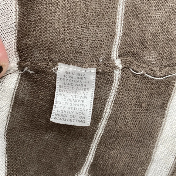 Project Tank Blouse Cardigan Set Womens Sz Medium White Green Striped Linen Cowl - Picture 4 of 13